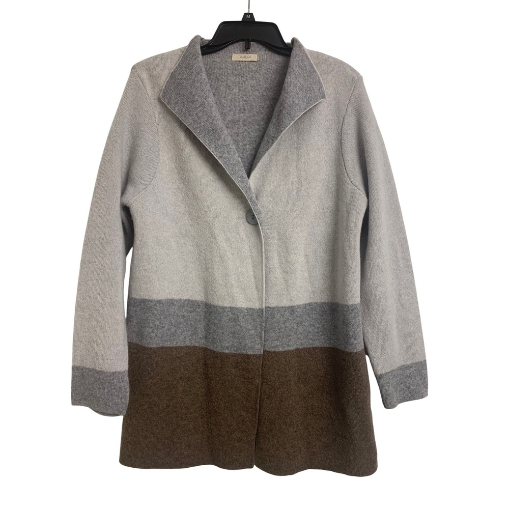 AIDA Made in Italy Wool Blend Colorblock Cardigan Sweater‎ Coat Strip M